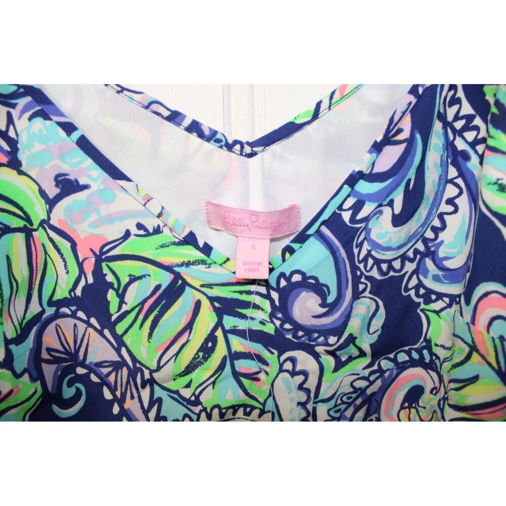 Lilly Pulitzer Lela Hanging With The Fronds Silk Slip Double V-Neck Dress Size S - Picture 6 of 11